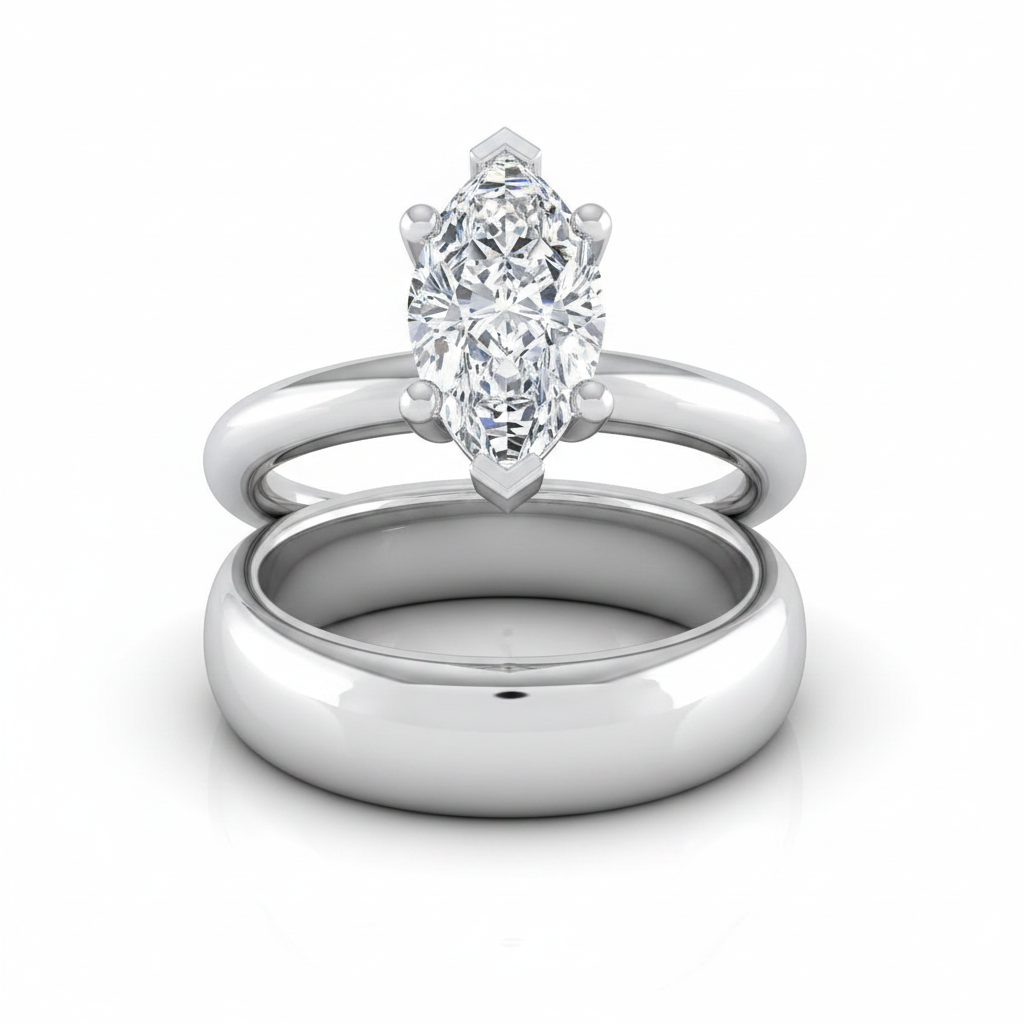 The Tori Matching Wedding Band, Marquise in Platinum | RockHer