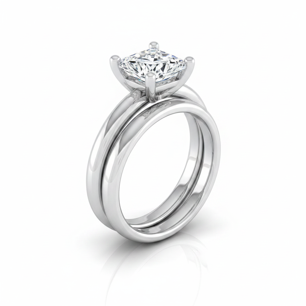 The Tori Matching Wedding Band, Princess in Platinum | RockHer