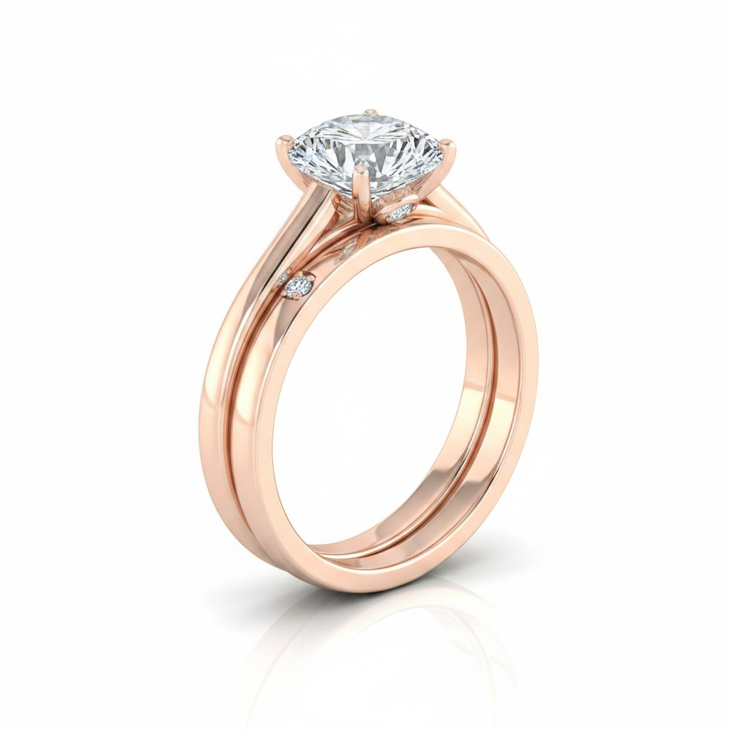 The Valerie Matching Wedding Band, Round in 14K Rose Gold