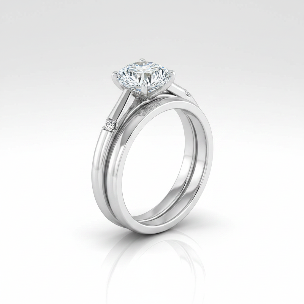 The Valerie Matching Wedding Band, Round in Platinum