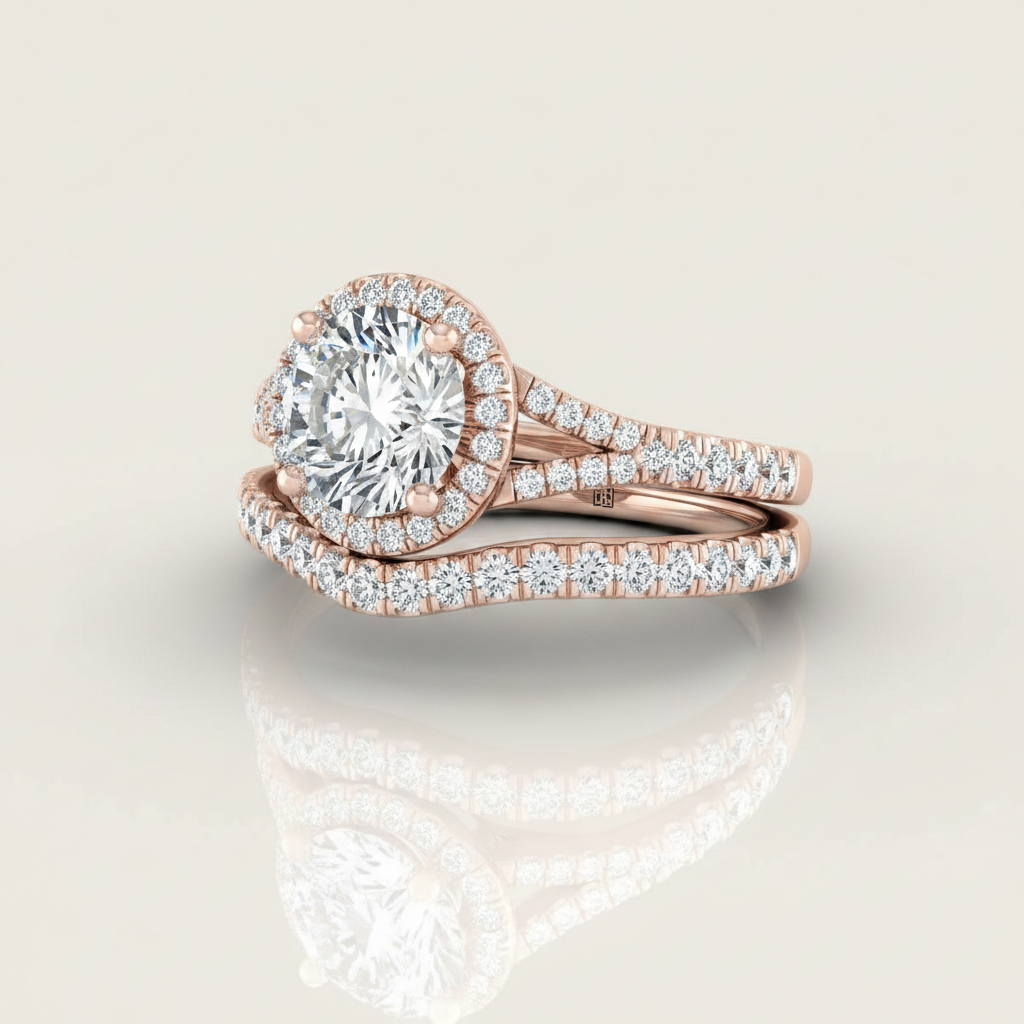 The Vega Matching Wedding Band, Round in 14K Rose Gold
