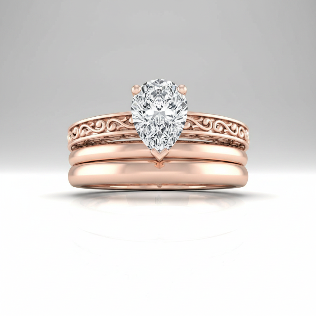 The Veronica Matching Wedding Band, Pear in 14K Rose Gold
