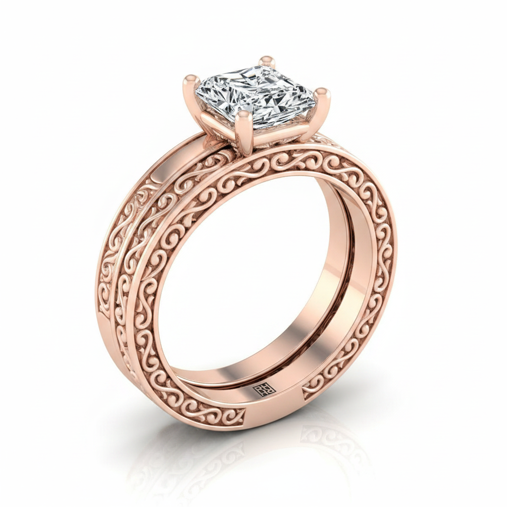 The Veronica Matching Wedding Band, Radiant in 14K Rose Gold