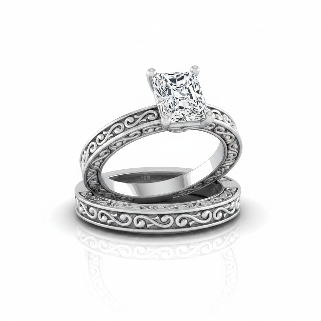 The Veronica Matching Wedding Band, Radiant in 18K White Gold