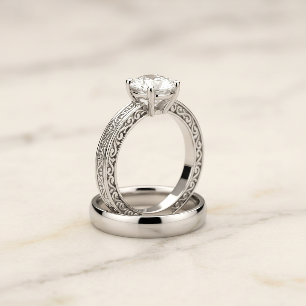 The Veronica Matching Wedding Band, Oval in Platinum