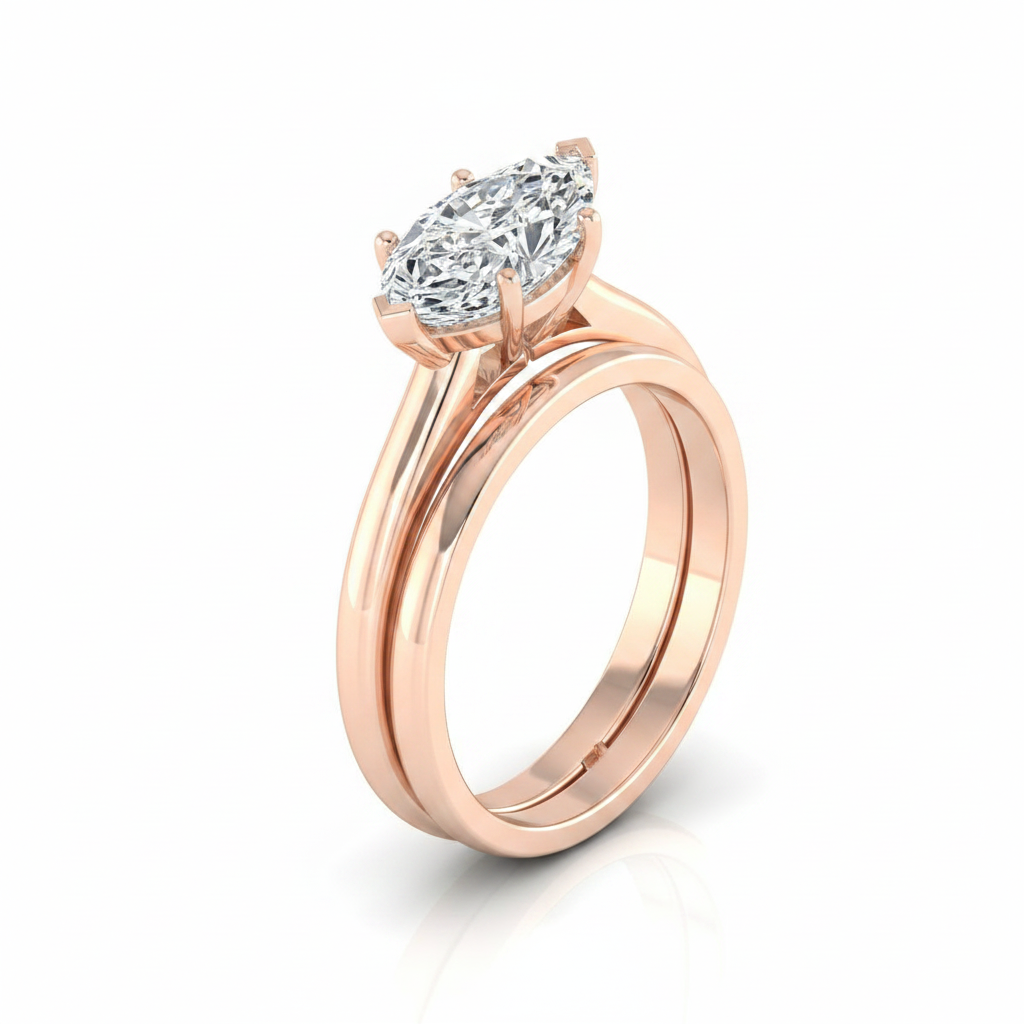 The Viola Matching Wedding Band, Marquise in 14K Rose Gold