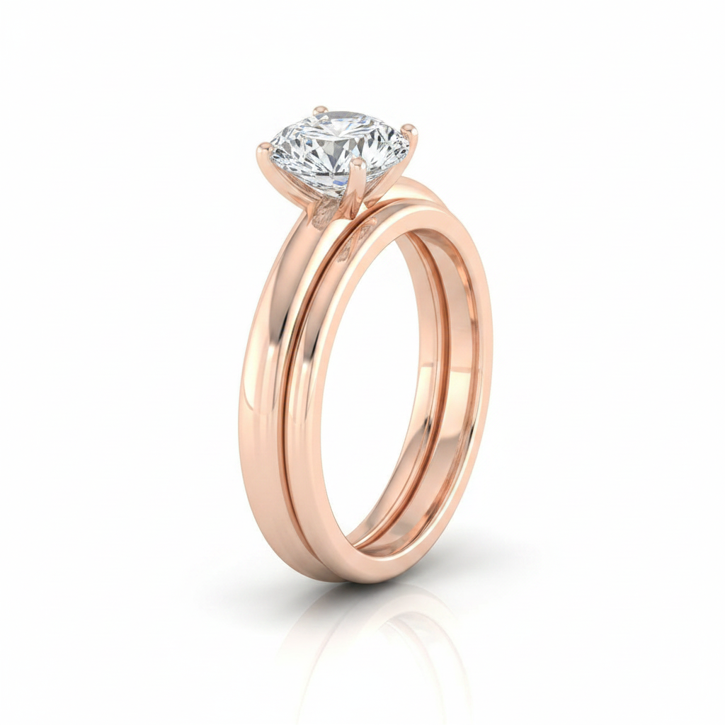 The Viola Matching Wedding Band, Round in 14K Rose Gold