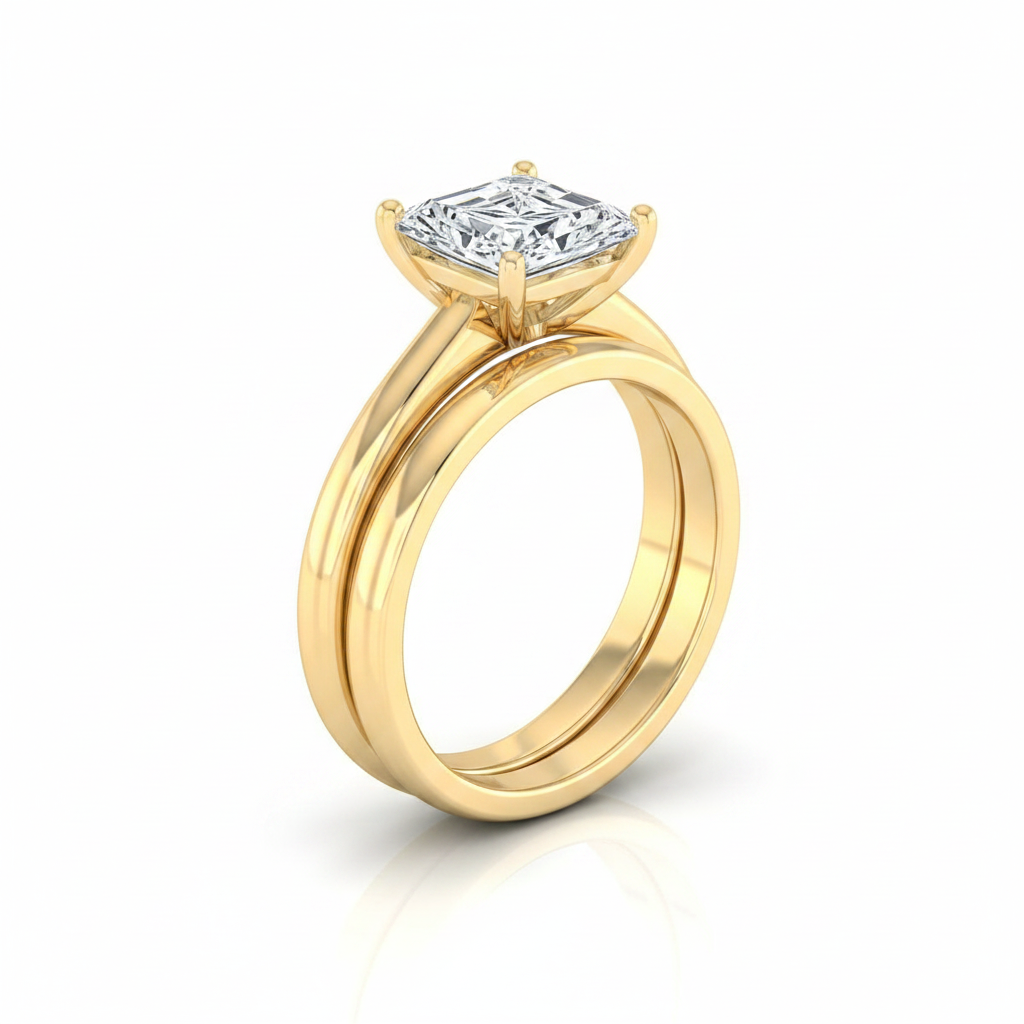 The Viola Matching Wedding Band, Radiant in 18K Yellow Gold