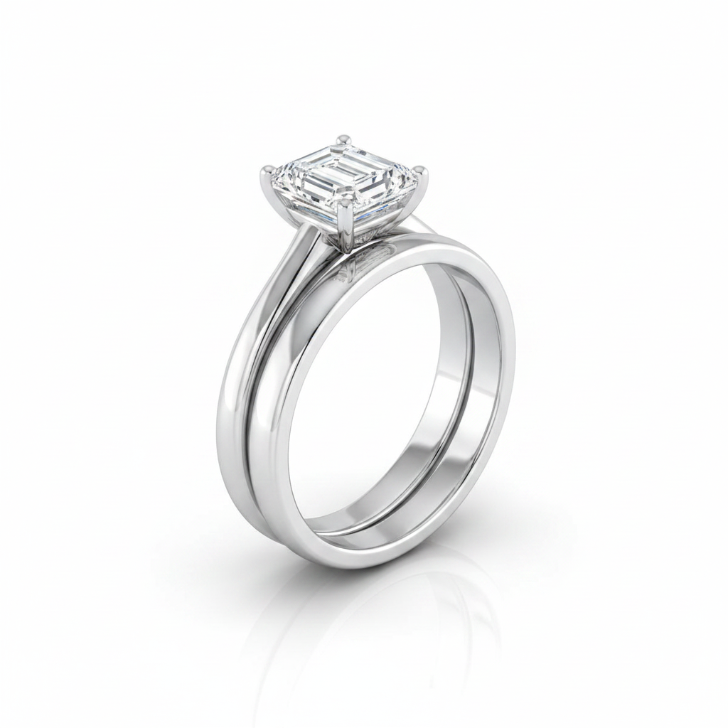 The Viola Matching Wedding Band, Emerald in Platinum