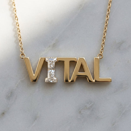 VITAL lab-grown diamond letter necklace in 14K Yellow Gold