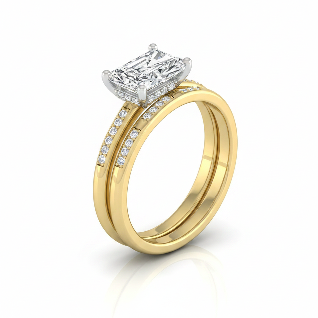 The Wanda Matching Wedding Band, Radiant in 18K Yellow Gold