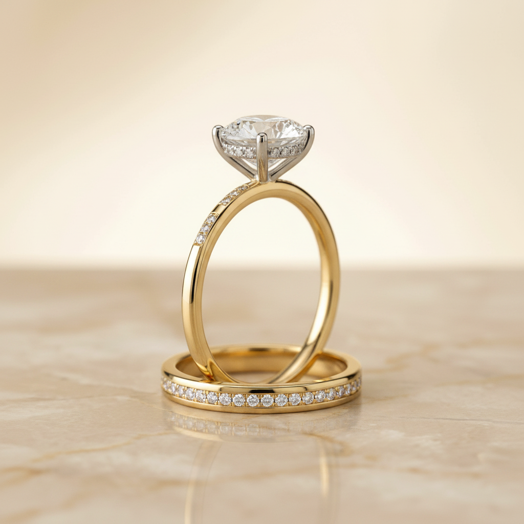 The Wanda Matching Wedding Band, Round in 18K Yellow Gold