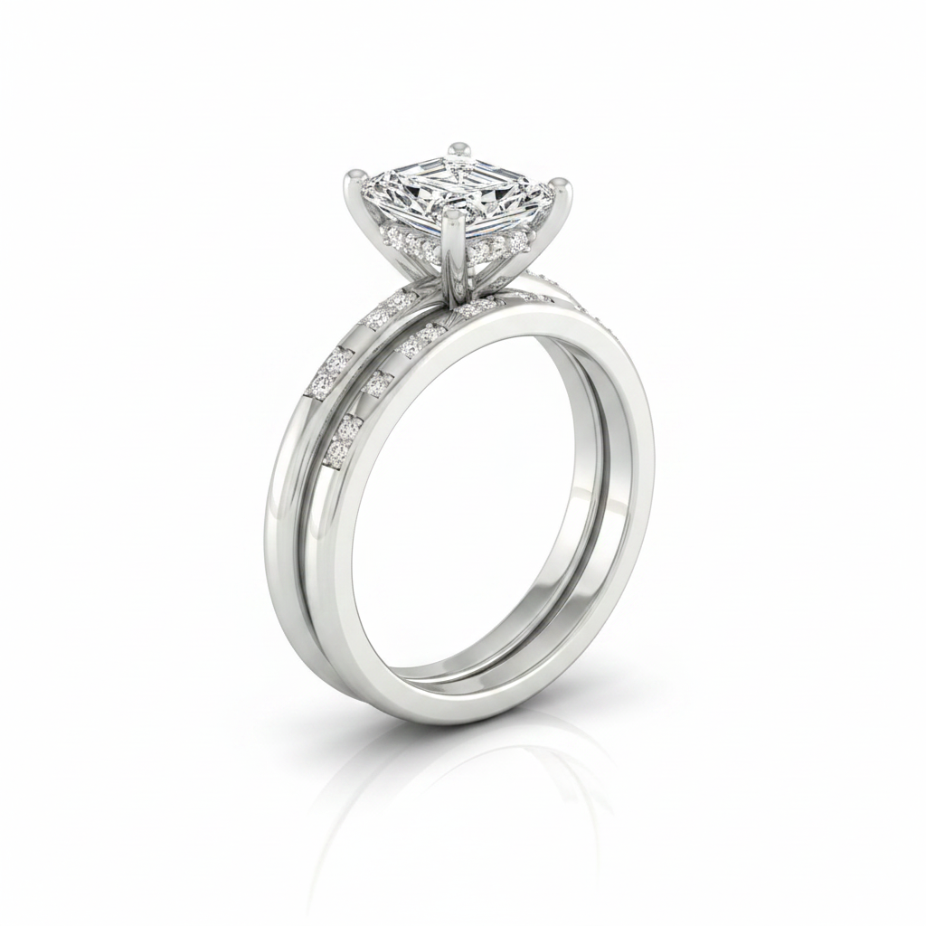 The Wanda Matching Wedding Band, Radiant in Platinum