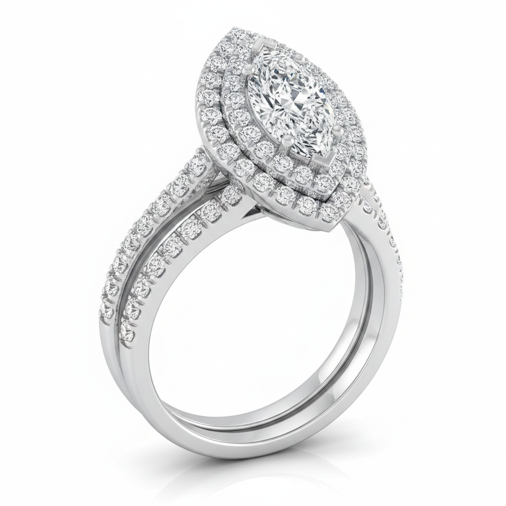 The Whitney Matching Wedding Band, Marquise in 18K White Gold
