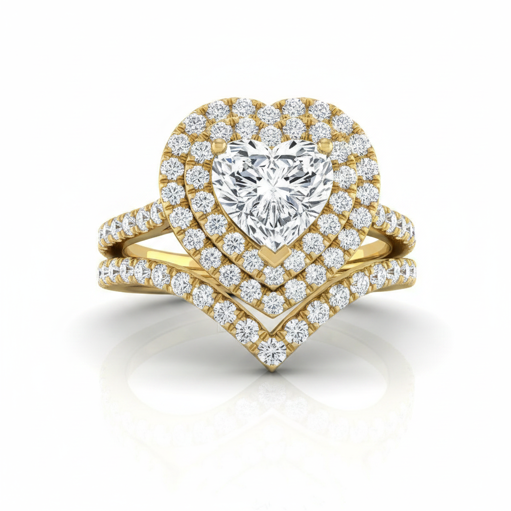 The Whitney Matching Wedding Band, Heart in 18K Yellow Gold