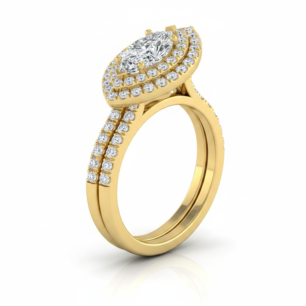 The Whitney Matching Wedding Band, Marquise in 18K Yellow Gold