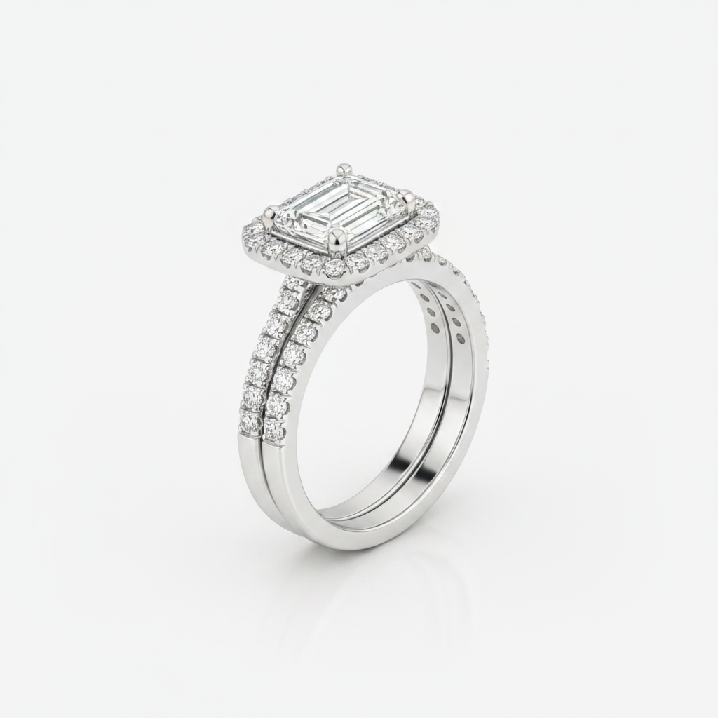 The Whitney Matching Wedding Band, Emerald in Platinum
