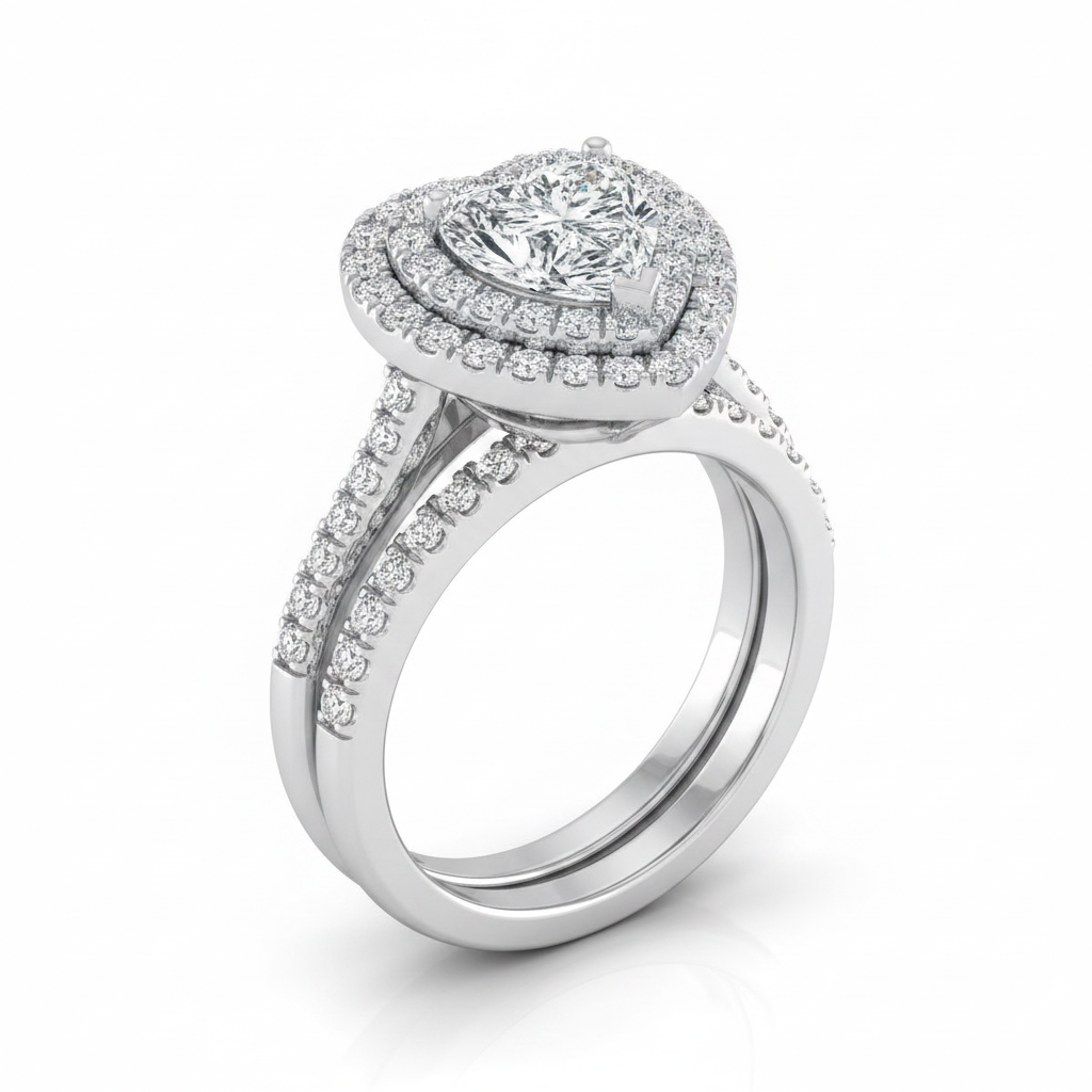 The Whitney Matching Wedding Band, Heart in Platinum