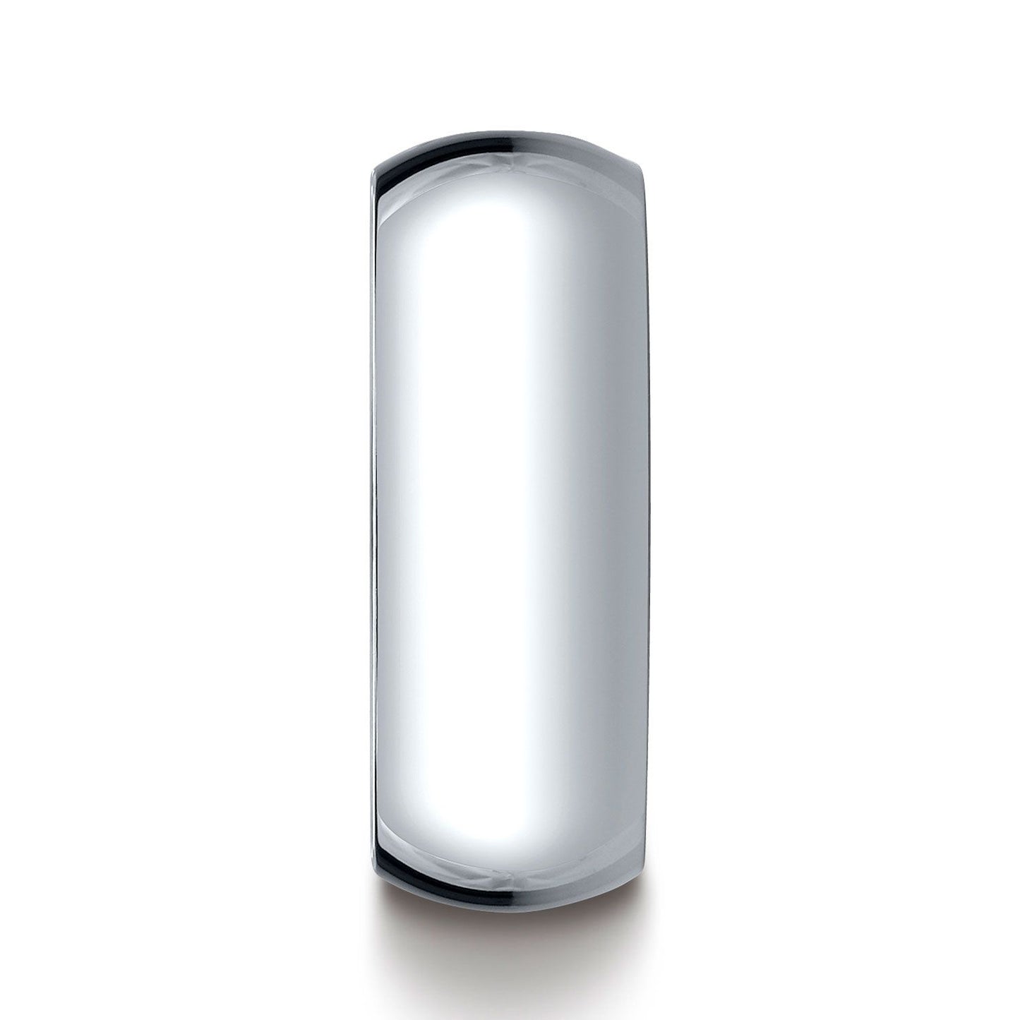 14k White Gold 8mm Slightly Domed Traditional Oval Ring