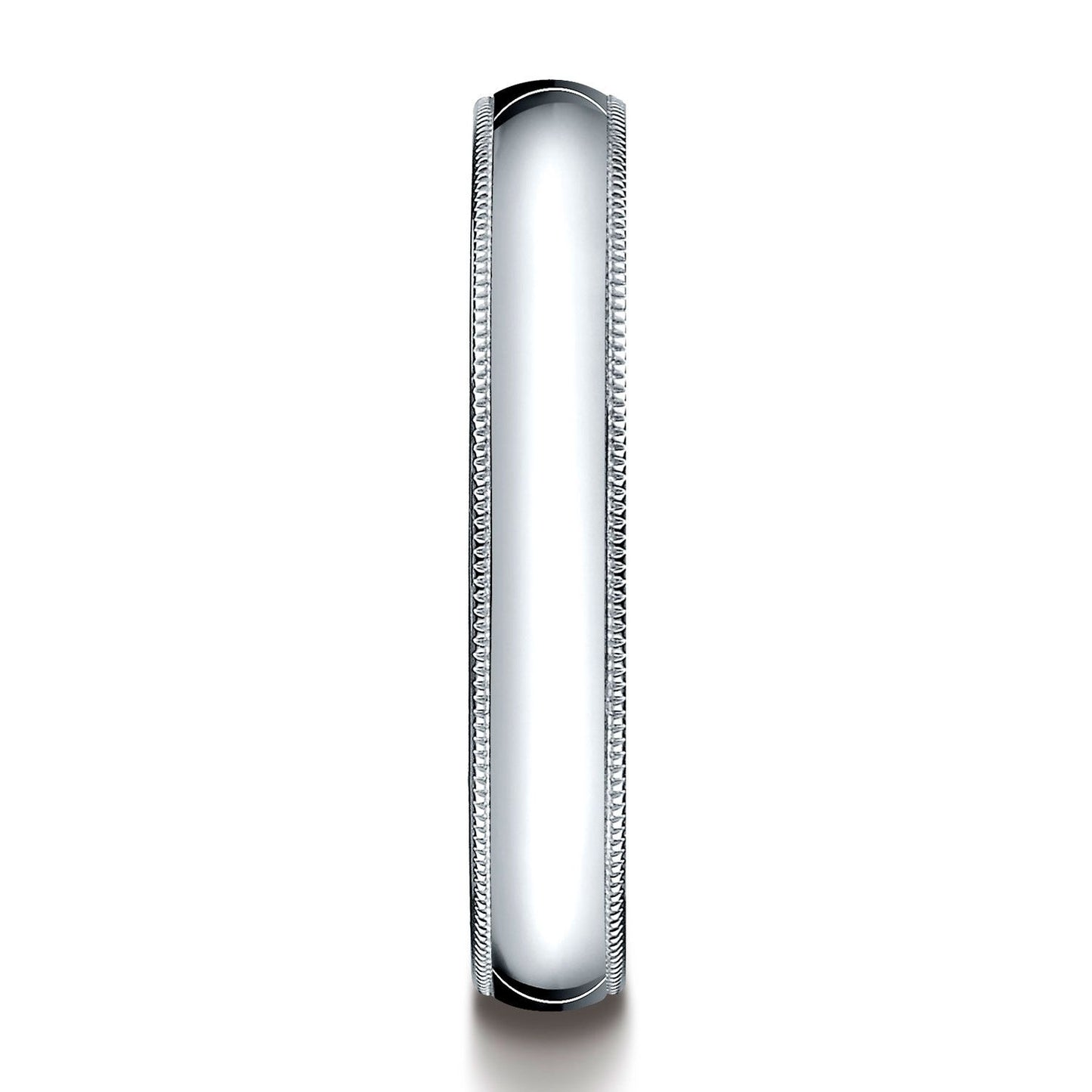 Platinum 4mm Slightly Domed Traditional Oval Ring With Milgrain