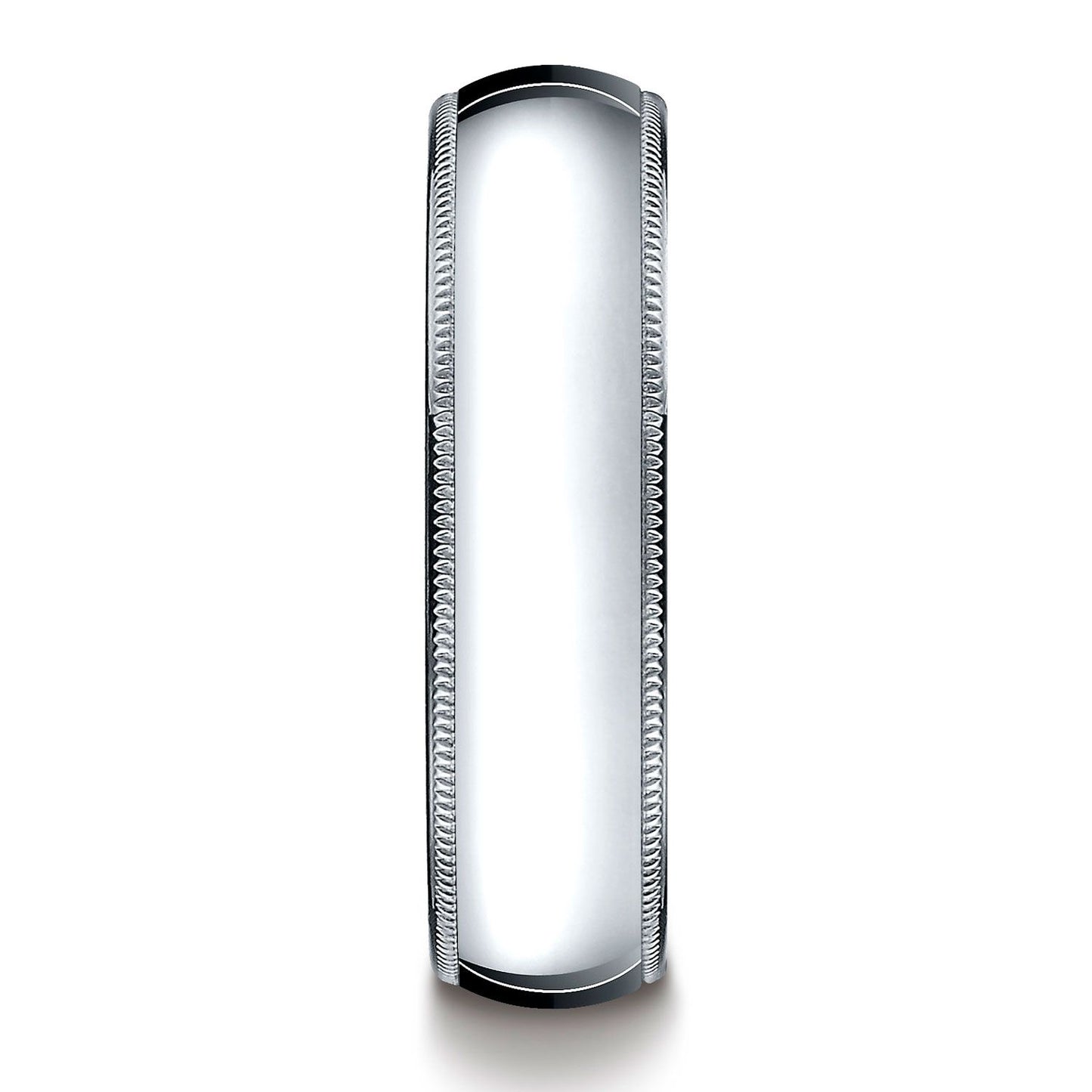 Platinum 6mm Slightly Domed Traditional Oval Ring With Milgrain