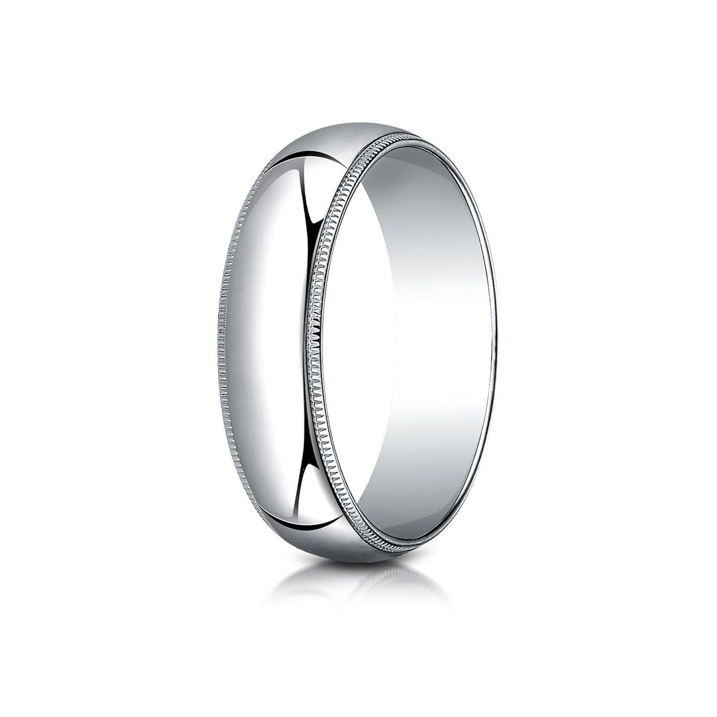 Platinum 6mm Slightly Domed Traditional Oval Ring With Milgrain