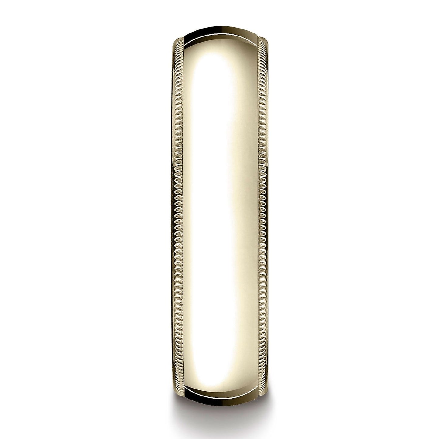 18k Yellow Gold 6mm Slightly Domed Traditional Oval Ring With Milgrain