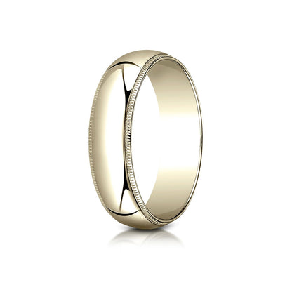 18k Yellow Gold 6mm Slightly Domed Traditional Oval Ring With Milgrain