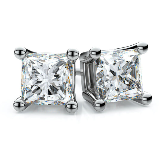Platinum 4-prong Princess Diamond Stud Earrings (0.52 Ct. T.w., Si1-2 Clarity, H-i Color)