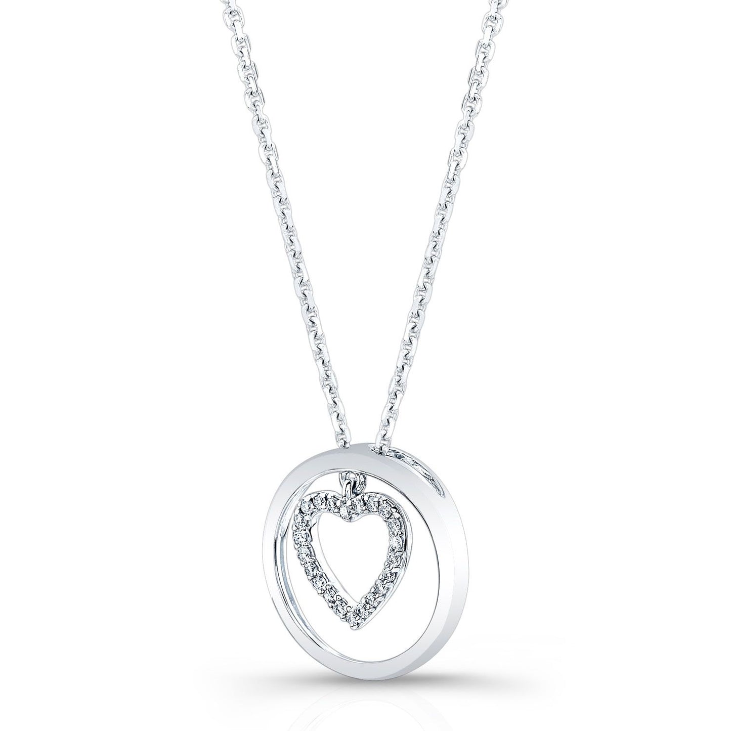 Diamond Heart Pendant In 14k White Gold