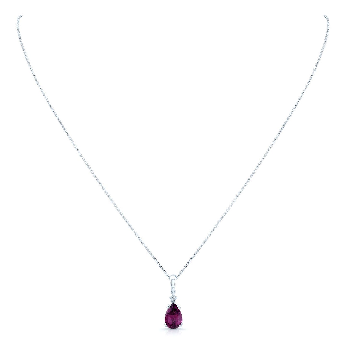Rhodolite Garnet & Diamond Pendant In 14k White Gold