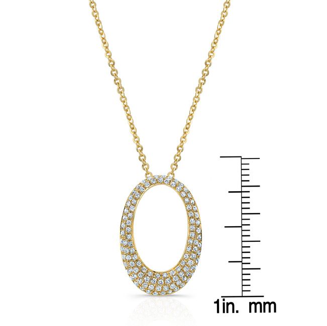 Diamond Pave Oval Pendant In 14k Yellow Gold (si)