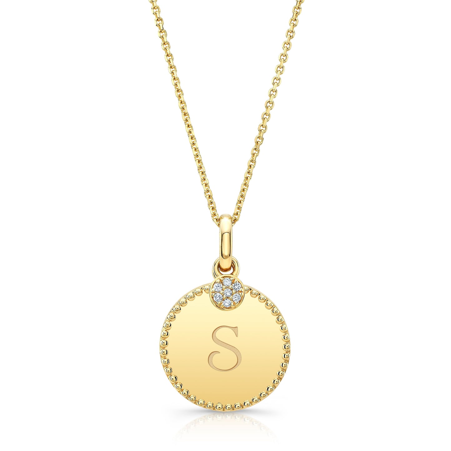 Diamond Initial "c" Disc Pendant In 14k Yellow Gold