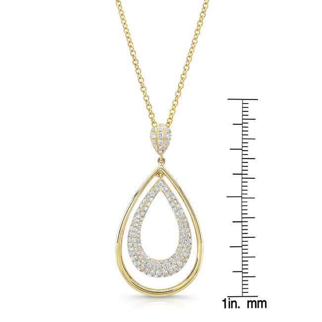 Diamond Double Oval Pendant In 14k Yellow Gold 18 Inch Length