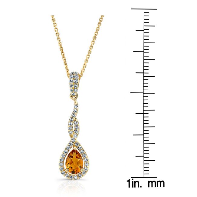 Citrine And Diamond Pendant In 14k Yellow Gold (1/4 Ct.tw.)