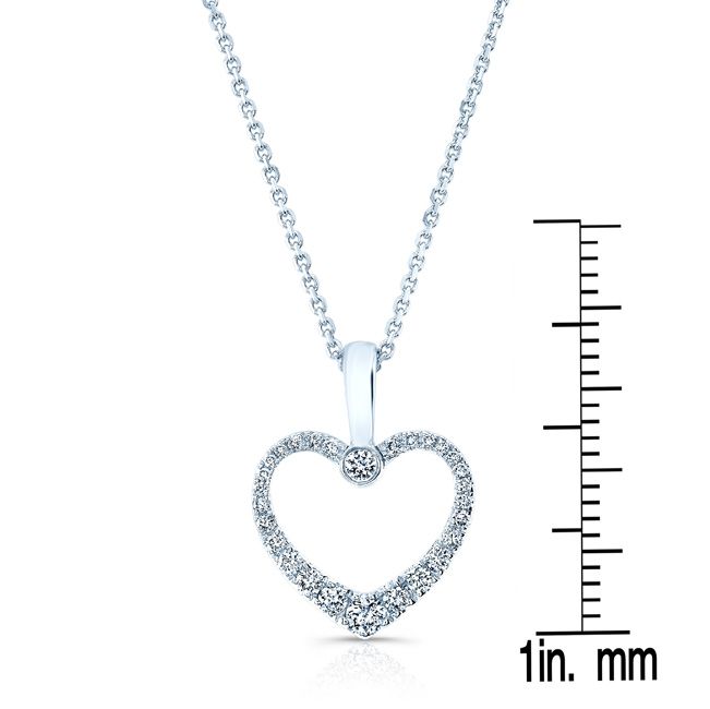 Diamond Pave Heart Pendant In 14k White Gold (1/4 Ct.tw.)