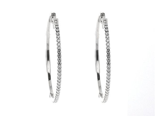 Diamond Hoop Earrings In 18k White Gold (3/4 Ct.tw.)