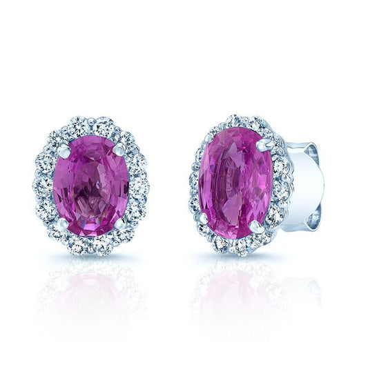Pink Sapphire And Diamond Earring In 14k White Gold (1/2 Ct. Tw.)