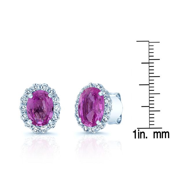 Pink Sapphire And Diamond Earring In 14k White Gold (1/2 Ct. Tw.)