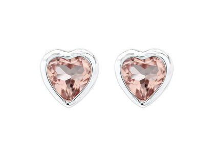 Heart Shaped Morganite & 14k White Gold Earring