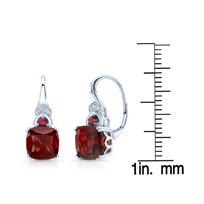 Rhodolite Garnet & Diamond Earrings In 14k White Gold