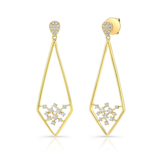 Diamond Pave Elongated Diamond Shaped Earrings In 14k Yellow Gold (3/8 Ct.tw.)