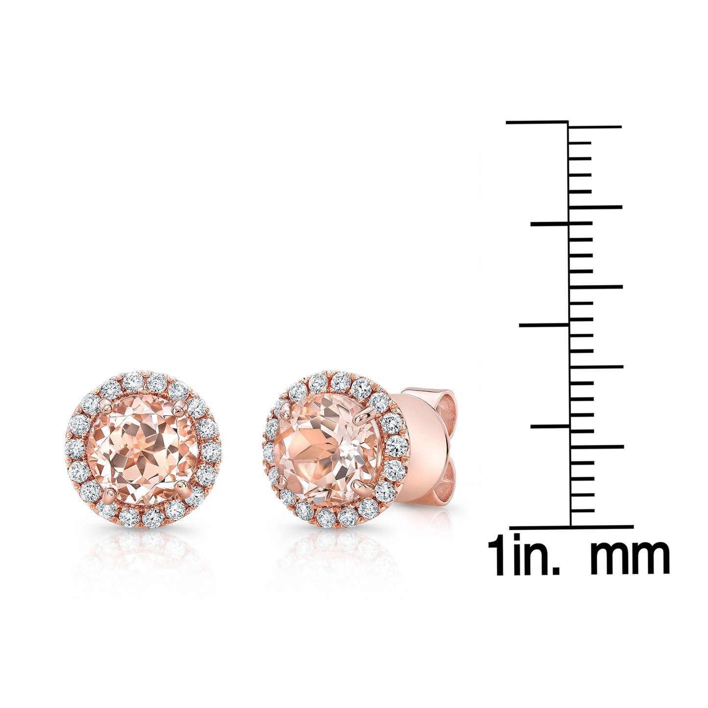 Morganite Round 4 Prong Stud Earrings In 14k Rose Gold