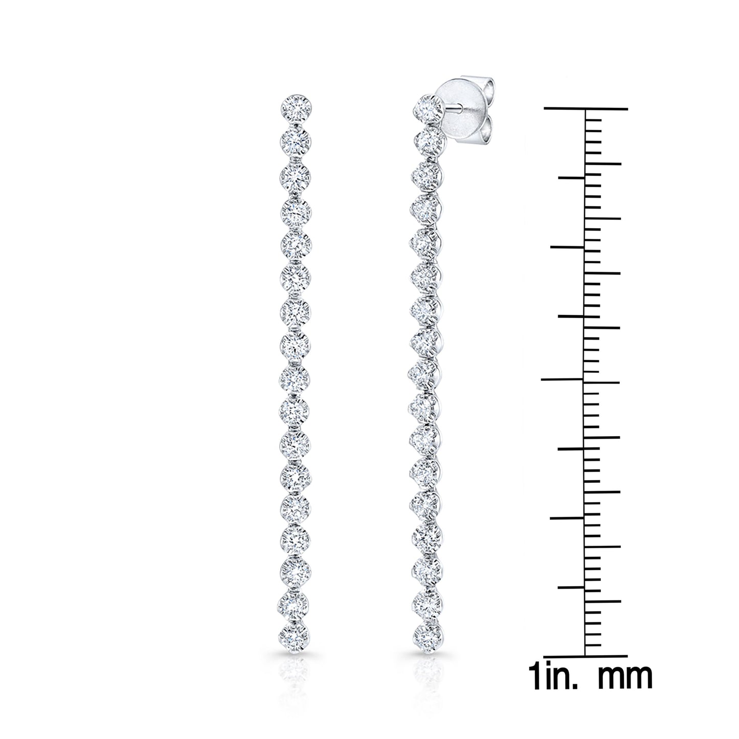 Diamond Linear Drop Earrings In 14k White Gold