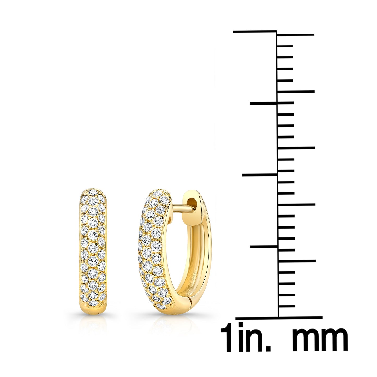 Micro Pave Diamond Huggie Earrings In 14k Yellow Gold
