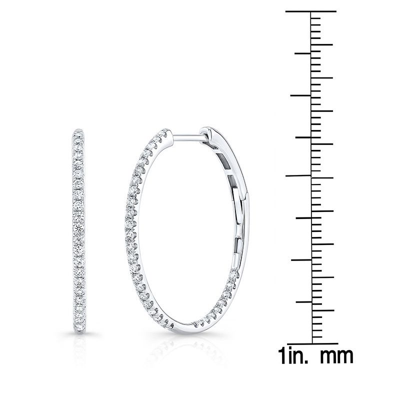 Diamond Pave Inside-out Hoop Earrings With Secure Closure In 14k White Gold (0.60ctw)