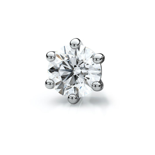14k White Gold 6-prong Round Diamond Single Stud Earring 0.25ctw (4.1mm Ea), H-i Color, Si Clarity