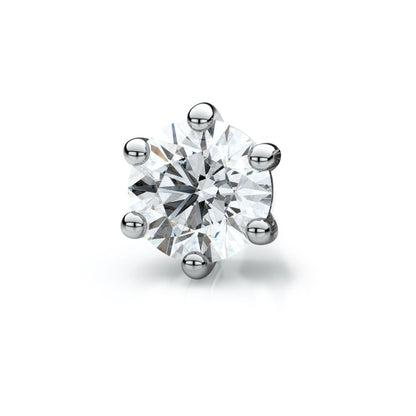 14k White Gold 6-prong Round Diamond Single Stud Earring 0.25ctw (4.1mm Ea), H-i Color, Si Clarity