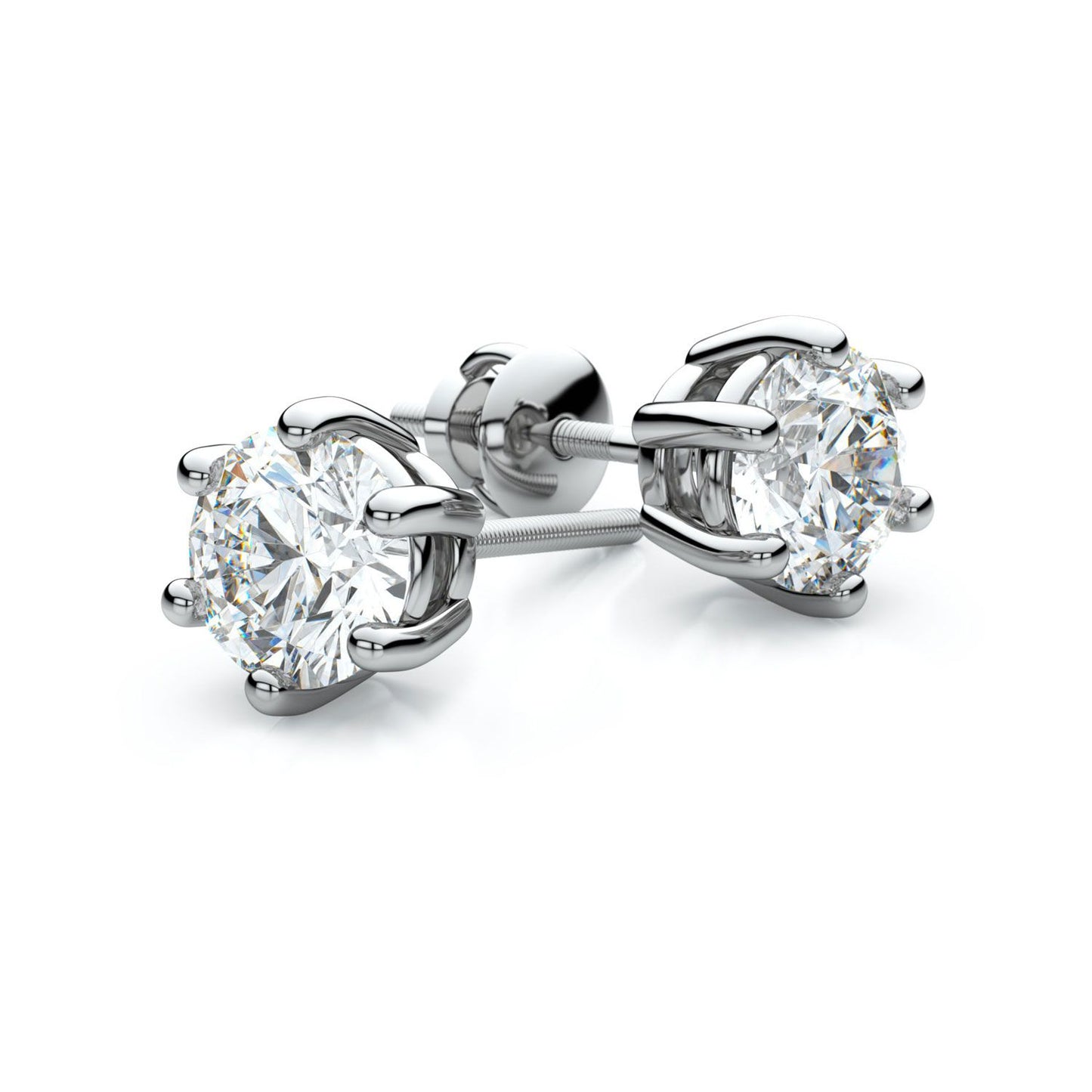 14k White Gold 6-prong Round Brilliant Diamond Stud Earrings (0.25 Ct. T.w., Si1-si2 Clarity, J-k Color)