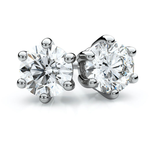 14k White Gold 6-prong Round Brilliant Diamond Stud Earrings (0.25 Ct. T.w., Si1-si2 Clarity, J-k Color)